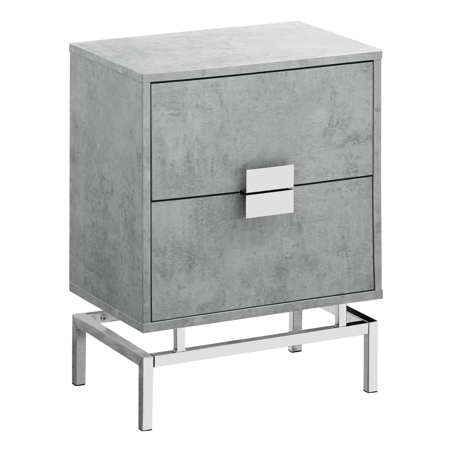 24" Silver And Gray End Table With Two Drawers