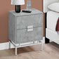 24" Silver And Gray End Table With Two Drawers