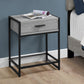 22" Black And Gray Glass End Table With Drawer And Shelf