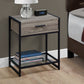 22" Black And Gray Glass End Table With Drawer And Shelf