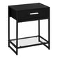 22" Black And Gray Glass End Table With Drawer And Shelf