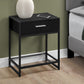 22" Black And Gray Glass End Table With Drawer And Shelf