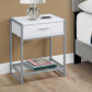 22" Black And Gray Glass End Table With Drawer And Shelf