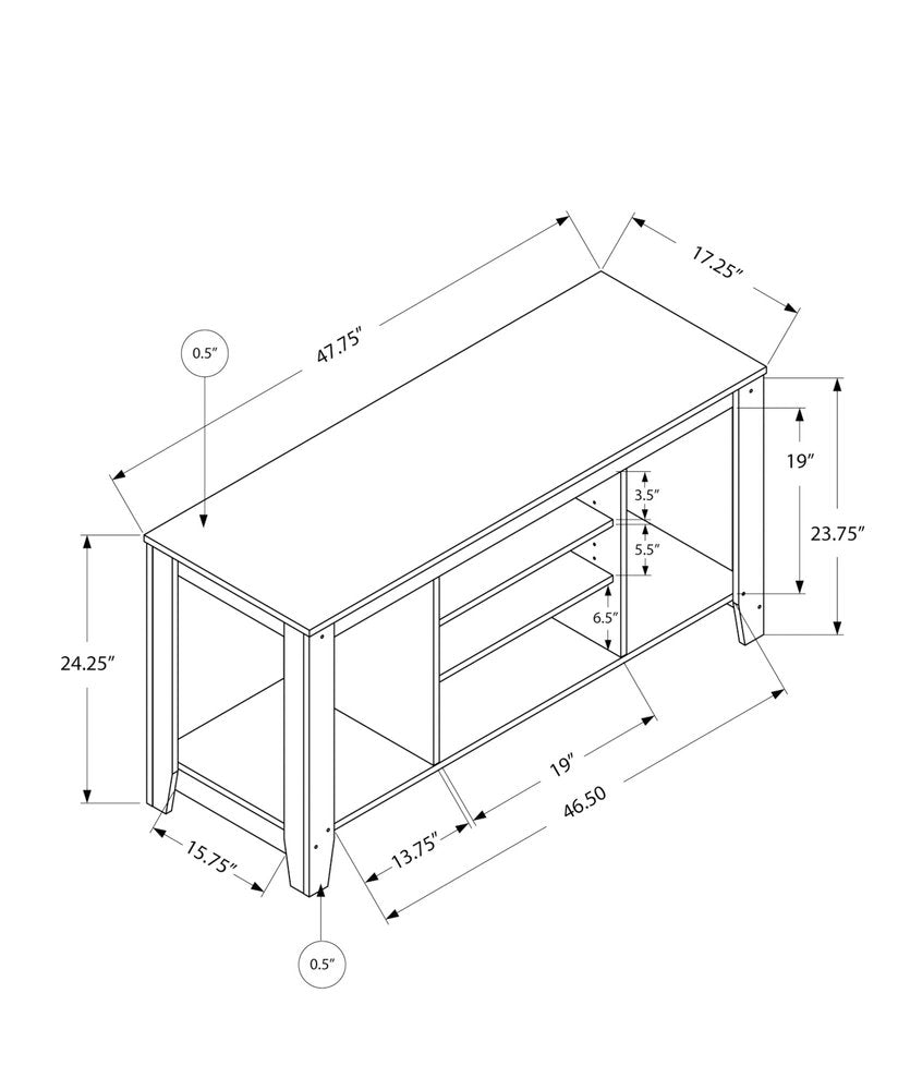 48" Taupe Wood Open Shelving TV Stand