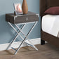 24" Black And Gray End Table With Drawer