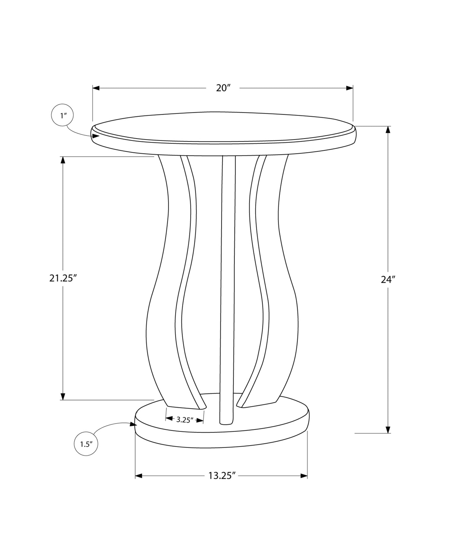 24" Silver Glass Round End Table