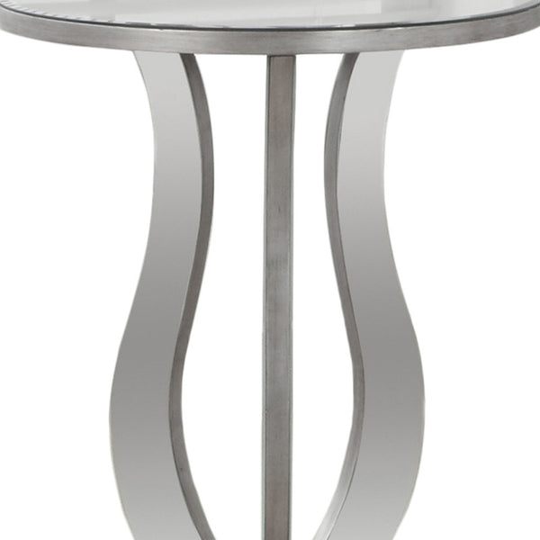 24 Silver Glass Round End Table