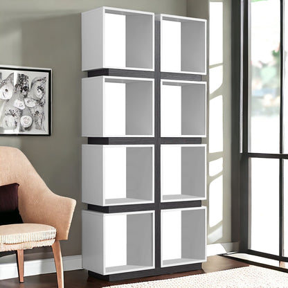 71" White Wood Eight Tier Cube Bookcase