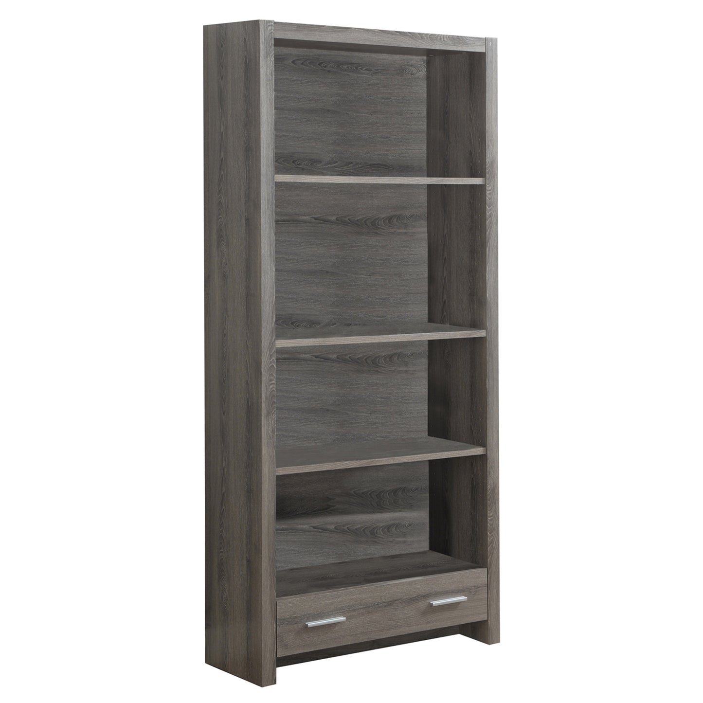 71" Taupe Wood Barrister Bookcase With a drawer