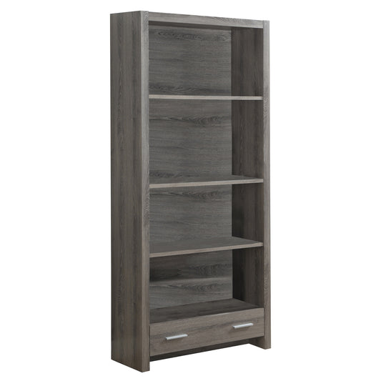 71" Taupe Wood Barrister Bookcase With a drawer