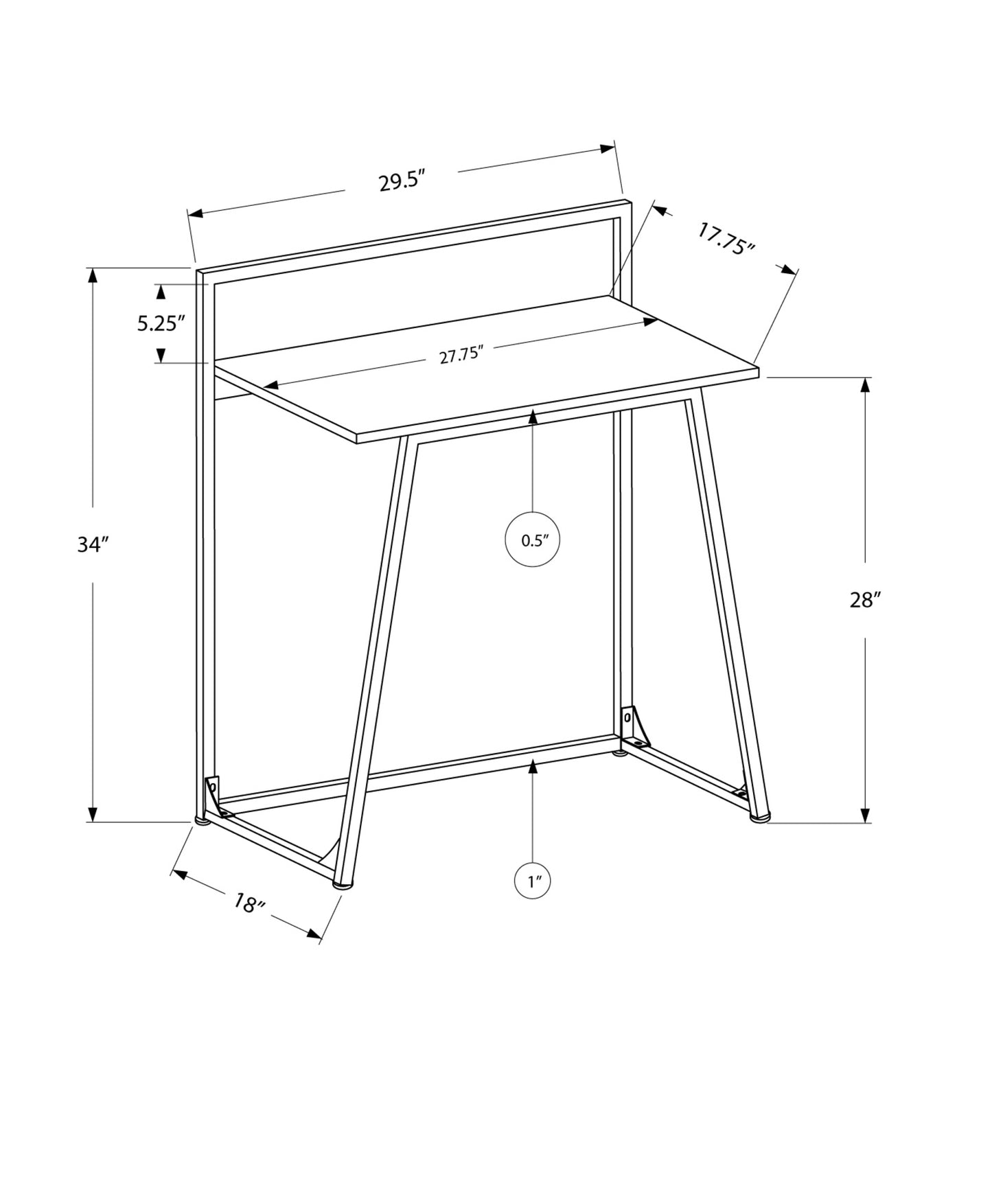 18" White and Gray Computer Desk