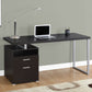 24" Dark Brown and Silver Computer Desk With Two Drawers