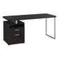24" Dark Brown and Silver Computer Desk With Two Drawers