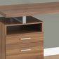 24" Dark Brown and Silver Computer Desk With Two Drawers