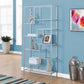 72" Silver Metal And Glass Etagere Bookcase