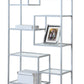 72" Silver Metal And Glass Etagere Bookcase