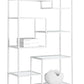 72" Silver Metal And Glass Etagere Bookcase