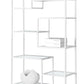 72" Silver Metal And Glass Etagere Bookcase