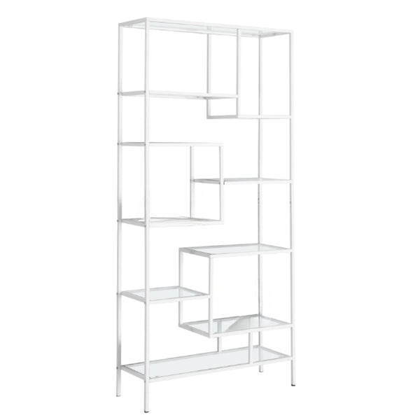 72 Silver Metal And Glass Etagere Bookcase