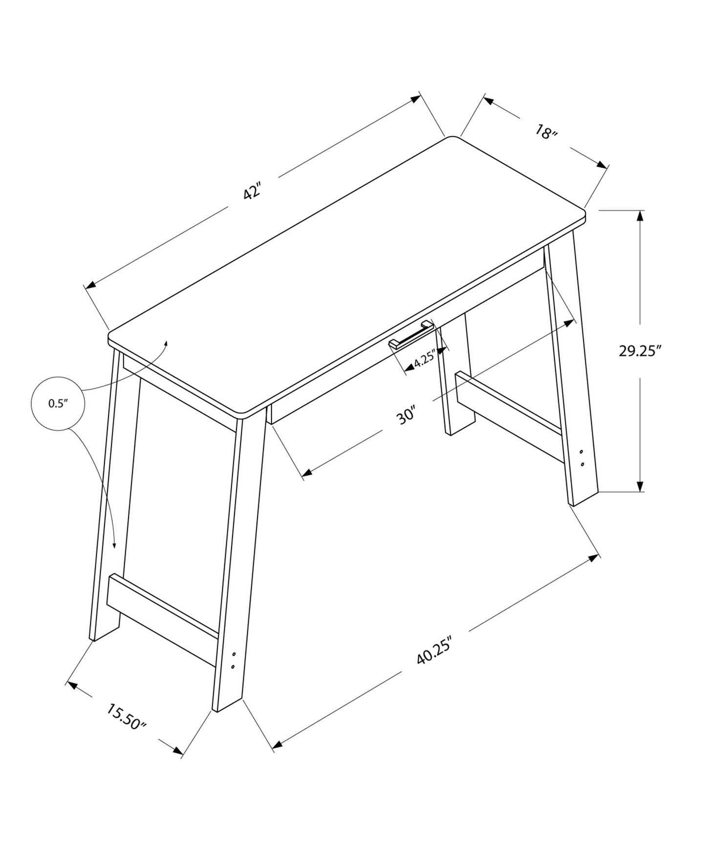 18" Brown Computer Desk