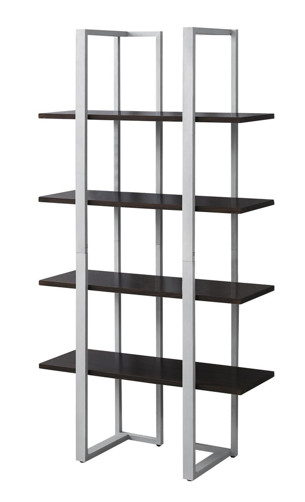 60 Espresso Metal Four Tier Bookcase