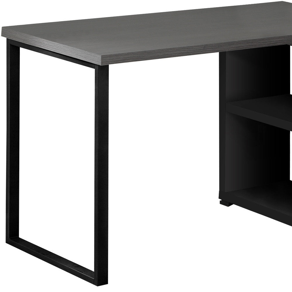 47" White and Silver L Shape Computer Desk With Three Drawers