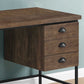 24" Taupe and Black Computer Desk With Three Drawers