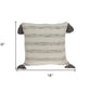 18" Beige and Gray Striped Cotton Throw Pillow With Tassels