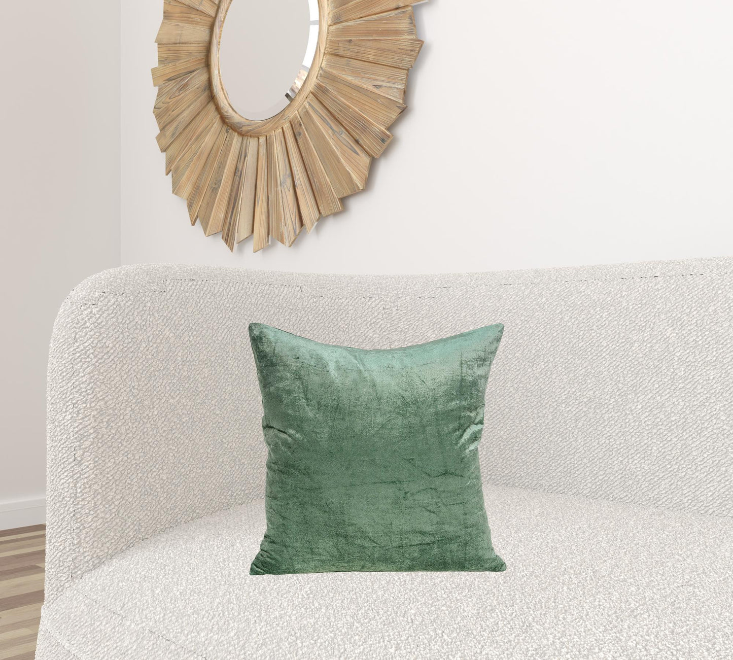 18" X 7" X 18" Transitional Green Solid Pillow Cover With Poly Insert