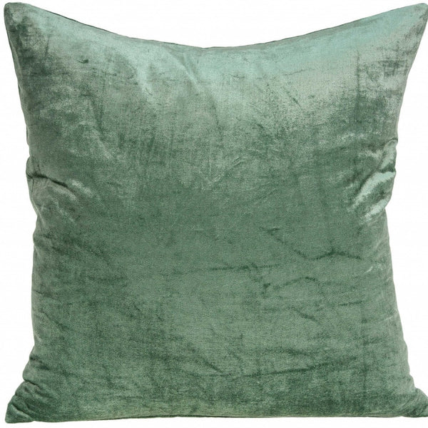 18 X 7 X 18 Transitional Green Solid Pillow Cover With Poly Insert