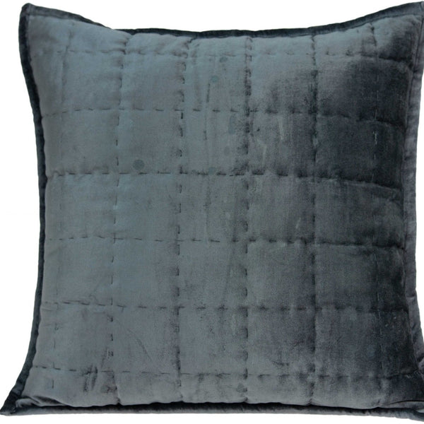 20 X 7 X 20 Transitional Charcoal Solid Quilted Pillow Cover With Poly Insert