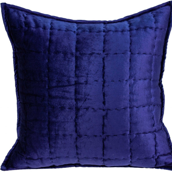 20 X 7 X 20 Transitional Royal Blue Quilted Pillow Cover With Poly Insert