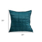 20" X 7" X 20" Transitional Teal Solid Quilted Pillow Cover With Poly Insert