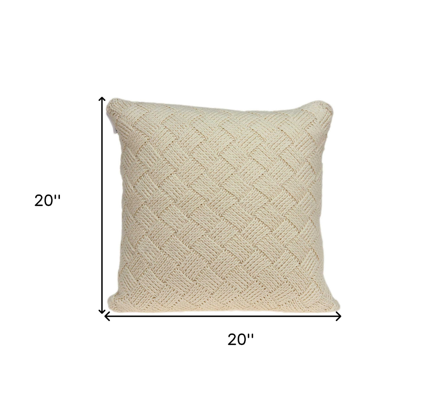 20" X 7" X 20" Transitional Beige Pillow Cover With Poly Insert