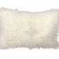 17" Bright White Genuine Tibetan Lamb Fur Pillow With Microsuede Backing