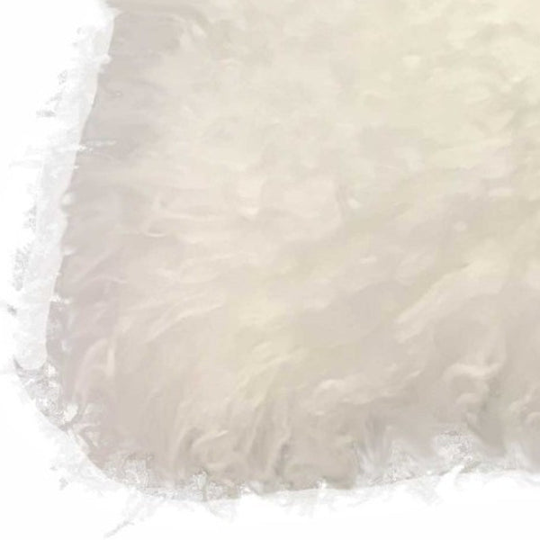 17 Bright White Genuine Tibetan Lamb Fur Pillow With Microsuede Backing