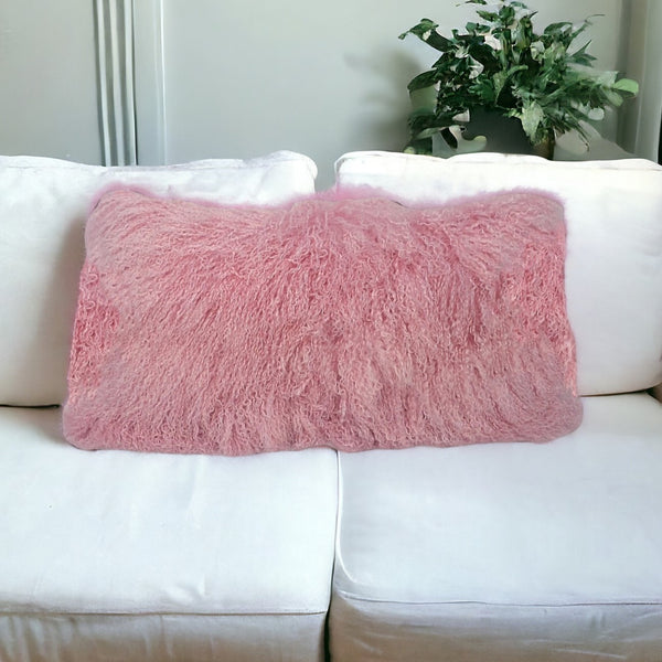 15 X 25 Pink Lambswool Down Throw Pillow