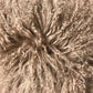 17" Beige Genuine Tibetan Lamb Fur Pillow With Microsuede Backing