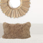 17" Beige Genuine Tibetan Lamb Fur Pillow With Microsuede Backing