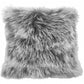 20" Grey Genuine Tibetan Lamb Fur Pillow With Microsuede Backing