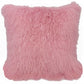 20" Pink Genuine Tibetan Lamb Fur Pillow With Microsuede Backing