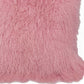 20" Pink Genuine Tibetan Lamb Fur Pillow With Microsuede Backing