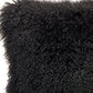 20" Black Genuine Tibetan Lamb Fur Pillow With Microsuede Backing