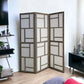 50" Gray and White Wood and Fabric Three Panel Screen Room Divider