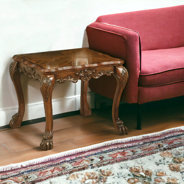 24 Cherry Oak And Brown Solid Wood End Table