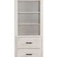 78" Gray and White Solid Wood Four Tier Barrister Bookcase with Three Drawers