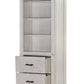 78" Gray and White Solid Wood Four Tier Barrister Bookcase with Three Drawers