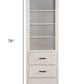 78" Gray and White Solid Wood Four Tier Barrister Bookcase with Three Drawers