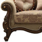 69" Beige and Gold And Brown Velvet Paisley Loveseat and Toss Pillows