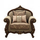 38" Beige And Brown Velvet Floral Club Chair